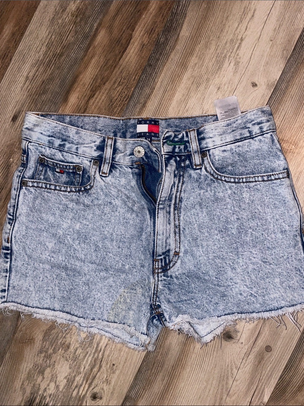Tommy Hilfiger Acid Wash Light Blue Denim Cutoff Shorts